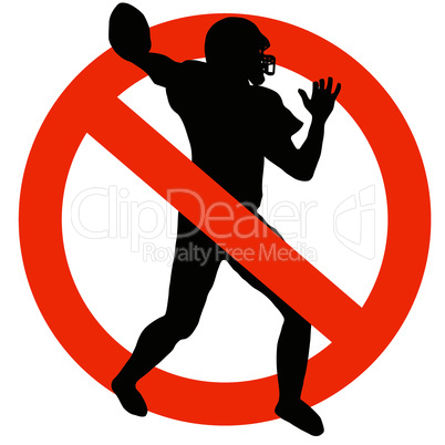 Football Player Silhouette on Traffic Prohibition Sign