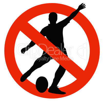 Rugby Player Silhouette on Traffic Prohibition Sign