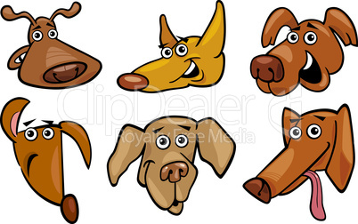 Cartoon funny dogs heads set
