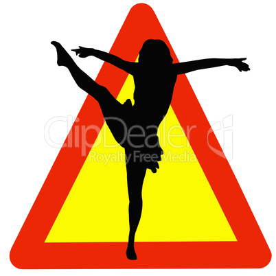 Dancer Silhouette on Traffic Warning Sign