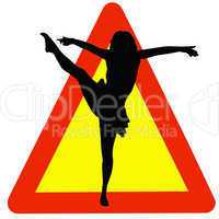 Dancer Silhouette on Traffic Warning Sign