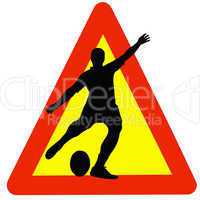 Rugby Player Silhouette on Traffic Warning Sign