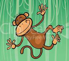 cartoon illustration of funny monkey