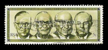 South Africa Postage Stamp State Presidents 1961-1981