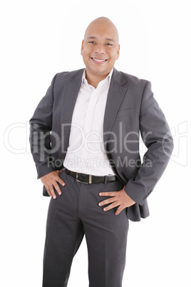 portrait of black businessman with suit over white background