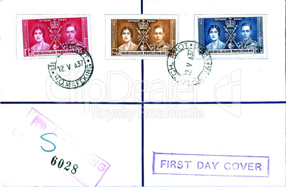 Stamp 1st Day Issue Bechuanaland Protectorate Coronation 1937