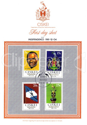 Stamp 1st Day Issue Ciskei Africa Independence 1981