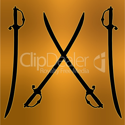 Coat of Arms Golden Cross Sword Silhouette