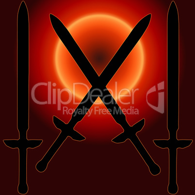 Coat of Arms Sunset Sword Silhouette
