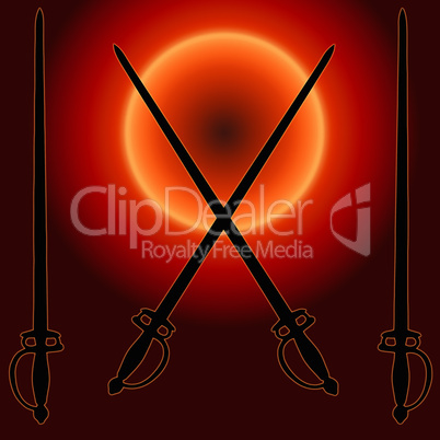 Coat of Arms Sunset Sword Silhouette