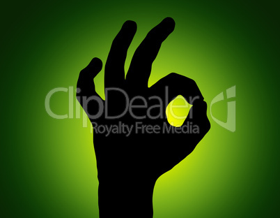Silhouette All Fine Hand on Green Colored Background
