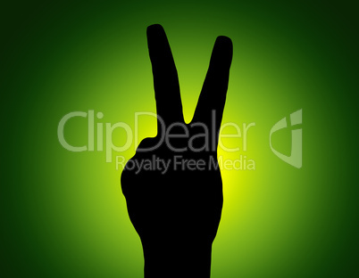 Silhouette Piece Hand on Green Colored Background