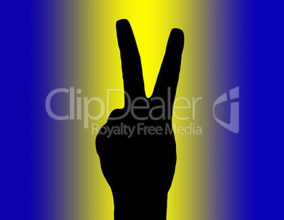 Silhouette Piece Hand on Colored Background