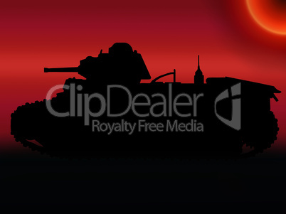 WW2 Sunset Tank Silhouette