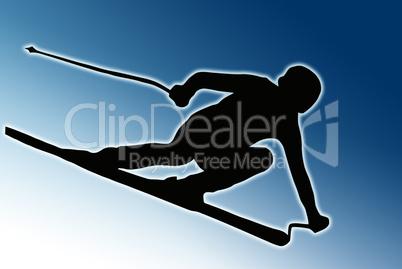 Blue Back Sport Silhouette - Speeding Skier