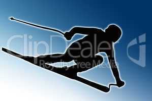 Blue Back Sport Silhouette - Speeding Skier