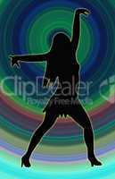Color Circle Back Dancing Girl Spread Arms Pose