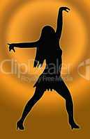 Gold Circle Back Dancing Girl Spread Arms Pose