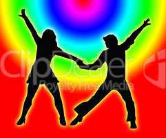 Color Circles Dancing Couple 70s