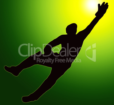 Green Gold Back Sport Silhouette Wicket Keeper Dive