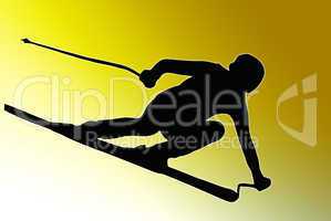 Gold Back Sport Silhouette - Speeding Skier