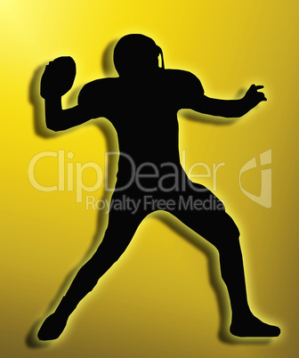 Golden Back Silhouette American Football Quarterback Throw