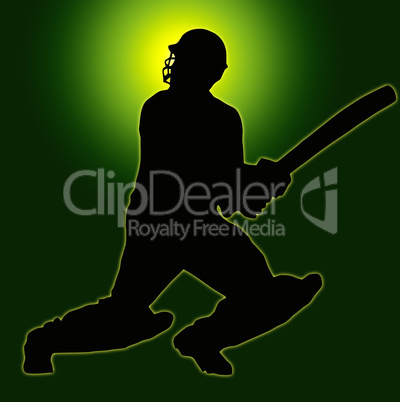 Green Gold Back Sport Silhouette - Cricket Batsman