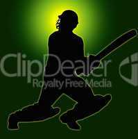 Green Gold Back Sport Silhouette - Cricket Batsman