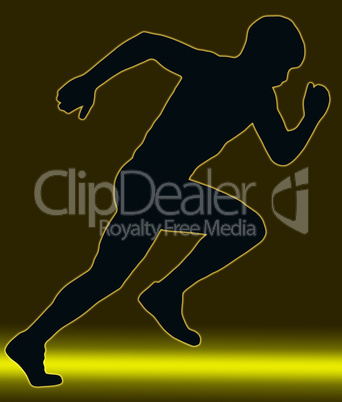 Green Gold Glow Sport Silhouette - Male Sprint Athlete