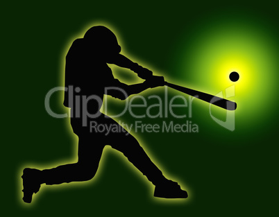 Green Back Baseball Batter Hitting Ball