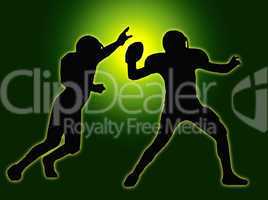 Green Glow Silhouette American Football Quarterback and Defender