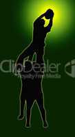 Green Glow Sport Silhouette - Rugby Players Supporting Lineout J