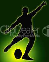 Green Glow Ball Sport Silhouette - Rugby Football Kicker