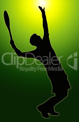 Green Glow Sport Silhouette - Tennis Player Serving