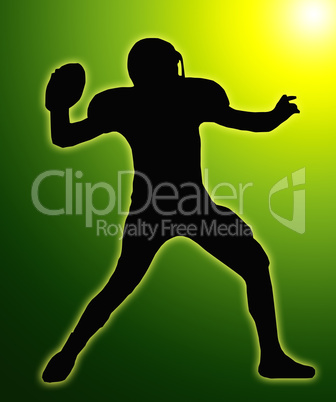 Green Glow Silhouette American Football Quarterback Throw