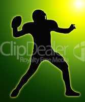 Green Glow Silhouette American Football Quarterback Throw