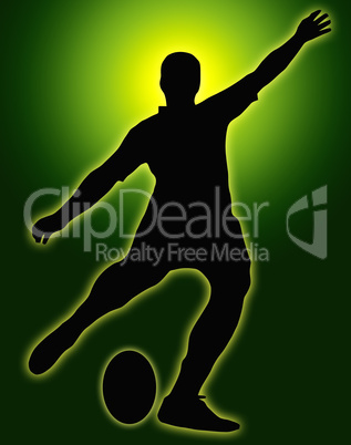Green Glow Sport Silhouette - Rugby Football Kicker
