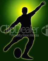 Green Glow Sport Silhouette - Rugby Football Kicker