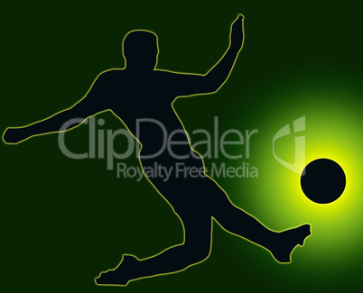 Green Back Sport Silhouette Soccer player kicking ball
