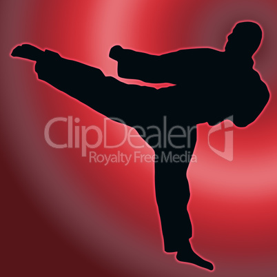 Red Back Sport Silhouette - Karate Kick
