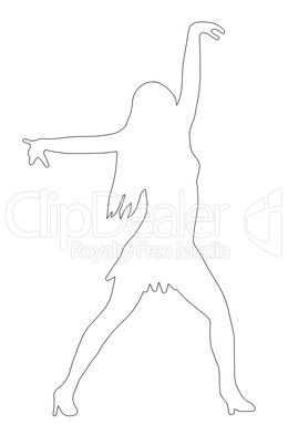 Outline Dancing Girl Spread Arms Pose