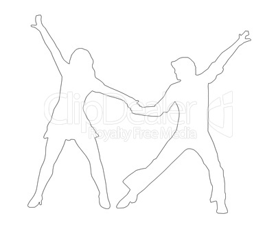 Outline Dancing Couple 70s