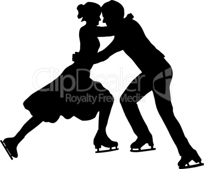 Silhouette Ice Skater Couple Embrace