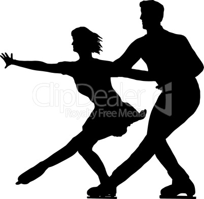 Silhouette Ice Skater Couple Side by Side