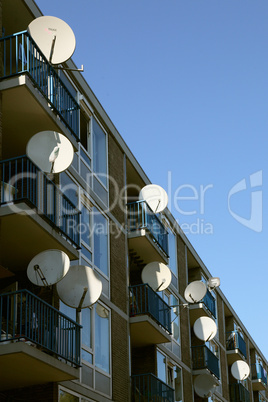 many antennae on apartment building in Holland