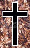 Peach Blossom Christian Cross (black inner)