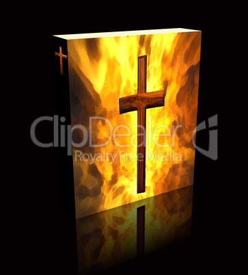 3D Burning Cross Book / Box (Black)