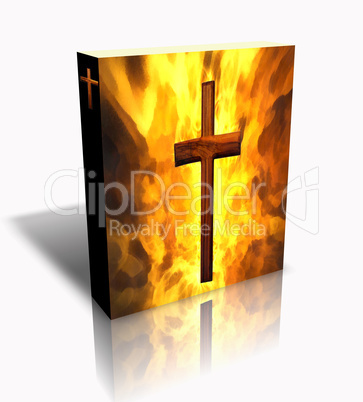 3D Burning Cross Book / Box (White)