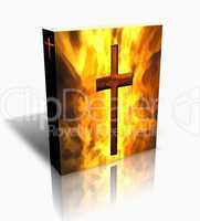 3D Burning Cross Book / Box (White)