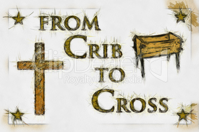 Crib to Cross Christian Art (Line Drawing)
